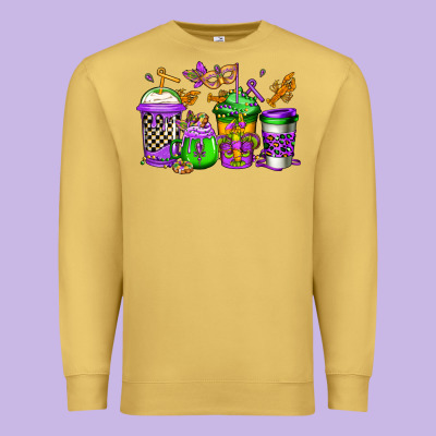 Mardi Gras Crawfish Coffee Premium Sweatshirt Designed By Jasminsmagicworld