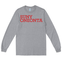 Heather Grey Suny Oneonta Wordmark Long Sleeve Tee - linhVisuals