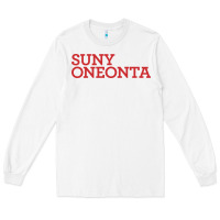 White Suny Oneonta Wordmark Long Sleeve Tee - linhVisuals