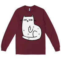 Burgundy cat giving the finger Long Sleeve Tee - linhVisuals