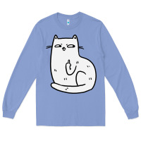 Colony Blue cat giving the finger Long Sleeve Tee - linhVisuals