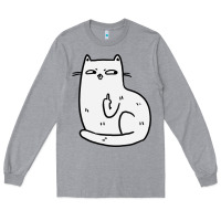Heather Grey cat giving the finger Long Sleeve Tee - linhVisuals