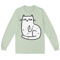 Matcha cat giving the finger Long Sleeve Tee - linhVisuals