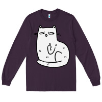 Plum cat giving the finger Long Sleeve Tee - linhVisuals