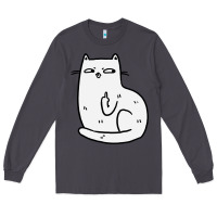 Smoke cat giving the finger Long Sleeve Tee - linhVisuals