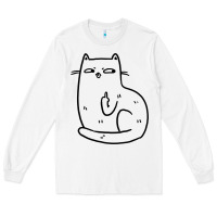 White cat giving the finger Long Sleeve Tee - linhVisuals