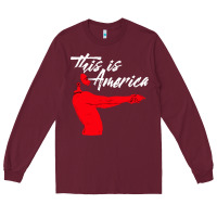 Burgundy this is america meme Long Sleeve Tee - linhVisuals