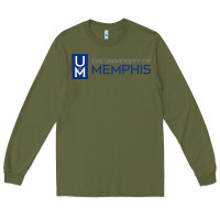 Army Green University Of Memphis Wordmark Long Sleeve Tee - linhVisuals