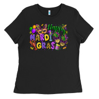 Black happy mardi gras Ladies Tee - FaDigitalArtStudio
