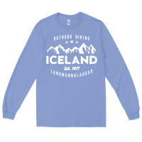 Colony Blue iceland hiking landmannalaugar est 1477 Long Sleeve Tee - linhVisuals