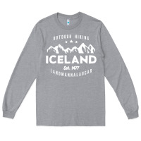 Heather Grey iceland hiking landmannalaugar est 1477 Long Sleeve Tee - linhVisuals