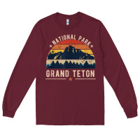 Burgundy national park grand teton vintage retro hiking Long Sleeve Tee - linhVisuals