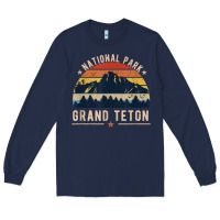 Navy national park grand teton vintage retro hiking Long Sleeve Tee - linhVisuals