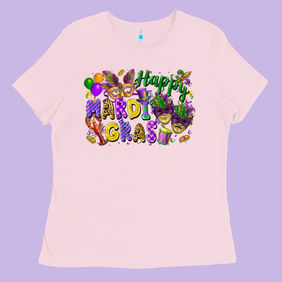 Happy Mardi Gras Ladies Tee Designed By Fadigitalartstudio