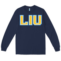 Navy Liu Gold Wordmark Long Sleeve Tee - linhVisuals