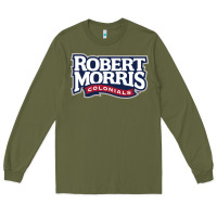 Army Green Robert Morris Colonials Wordmark Long Sleeve Tee - linhVisuals