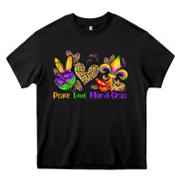 Black peace love mardi gras olivia Heavy Core Tee - OliviaCreatesArt