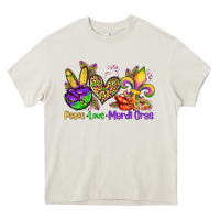Cream peace love mardi gras olivia Heavy Core Tee - OliviaCreatesArt