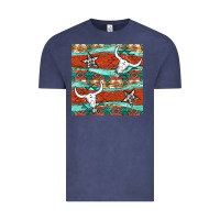Vintage Denim western aztec bull skull stars seamless pattern Vintage Tee - BundleAndBundleShop