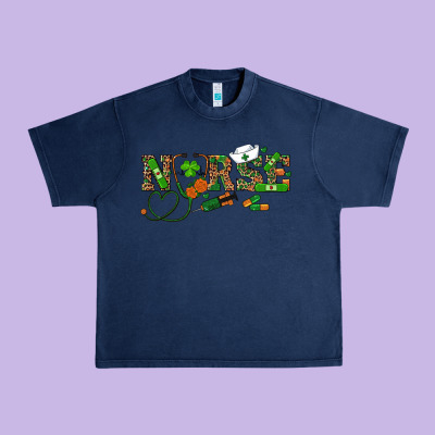 St Patrick's Day Nurse Urban Heavy Tee Designed By Ranaportraitstore