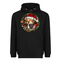 Black Hereford Cow Christmas Heavyweight Hoodie - RanaPortraitStore