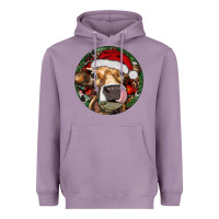 Lavender Hereford Cow Christmas Heavyweight Hoodie - RanaPortraitStore