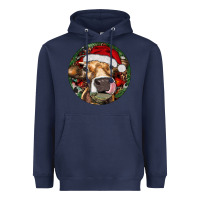 Navy Hereford Cow Christmas Heavyweight Hoodie - RanaPortraitStore