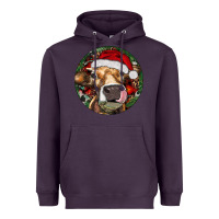 Plum Hereford Cow Christmas Heavyweight Hoodie - RanaPortraitStore