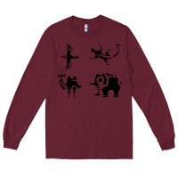 Burgundy divine beasts symbols Long Sleeve Tee - linhVisuals