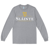 Heather Grey slainte irish drink Long Sleeve Tee - linhVisuals