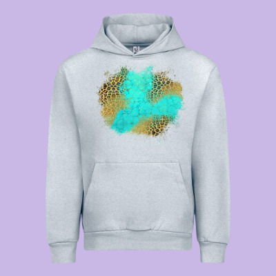 Turquoise Leopard Patch Urban Hoodie Designed By Jasminsmagicworld