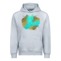 Heather Grey turquoise leopard patch Urban Hoodie - Jasminsmagicworld