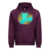 Mauve Wine turquoise leopard patch Urban Hoodie - Jasminsmagicworld