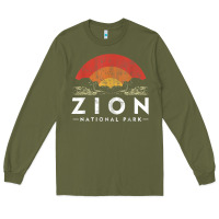 Army Green retro zion national park us vintage utah adventure hiking Long Sleeve Tee - linhVisuals