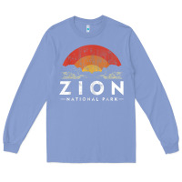 Colony Blue retro zion national park us vintage utah adventure hiking Long Sleeve Tee - linhVisuals