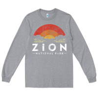 Heather Grey retro zion national park us vintage utah adventure hiking Long Sleeve Tee - linhVisuals
