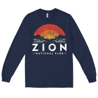 Navy retro zion national park us vintage utah adventure hiking Long Sleeve Tee - linhVisuals