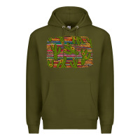 Army Green cinco de mayo sunflower and cactus background Premium Hoodie - Artiststas