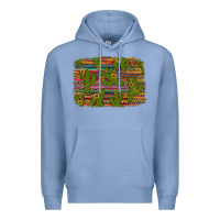 Colony Blue cinco de mayo sunflower and cactus background Premium Hoodie - Artiststas