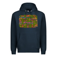 Navy cinco de mayo sunflower and cactus background Premium Hoodie - Artiststas