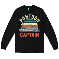 Black pontoon captain vintage boating party funny gift for pontooning lover Long Sleeve Tee - linhVisuals