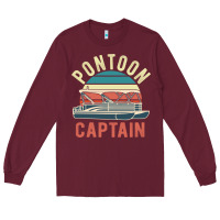 Burgundy pontoon captain vintage boating party funny gift for pontooning lover Long Sleeve Tee - linhVisuals