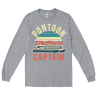 Heather Grey pontoon captain vintage boating party funny gift for pontooning lover Long Sleeve Tee - linhVisuals