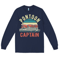Navy pontoon captain vintage boating party funny gift for pontooning lover Long Sleeve Tee - linhVisuals
