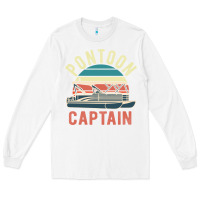 White pontoon captain vintage boating party funny gift for pontooning lover Long Sleeve Tee - linhVisuals