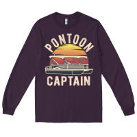 Plum retro pontoon captain of the boat funny river cruising gift for pontoo Long Sleeve Tee - linhVisuals