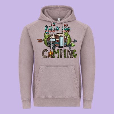 Let's Go Camping Vintage Hoodie Designed By Cowhidedigitalart