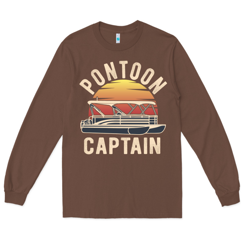 Retro Pontoon Captain Of The Boat Funny River Cruising Gift For Pontoo Long Sleeve Tee by linhVisuals | Teevron