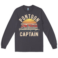 Smoke retro pontoon captain of the boat funny river cruising gift for pontoo Long Sleeve Tee - linhVisuals
