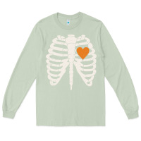 Matcha skeleton rib case orange pumpkin heart vintage halloween anatomy costu Long Sleeve Tee - linhVisuals